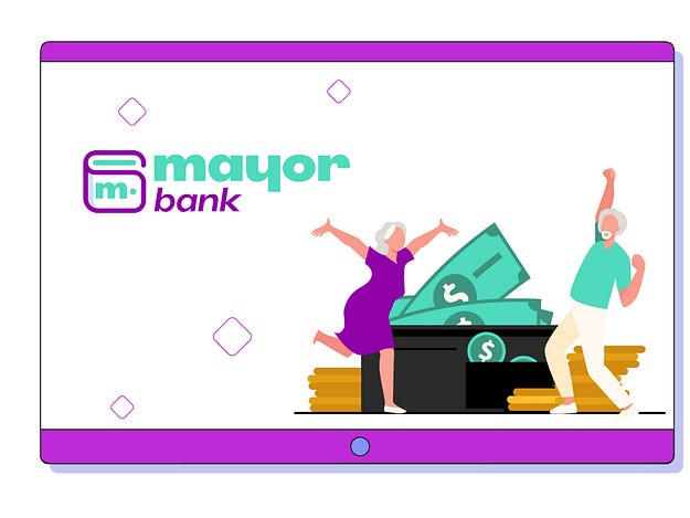 Mayor bank foi uma identidade visual criada para simbolizar a proposta de um app bancário mais acessível para público de idosos.