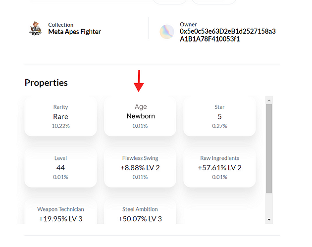 Newborn NFT properties