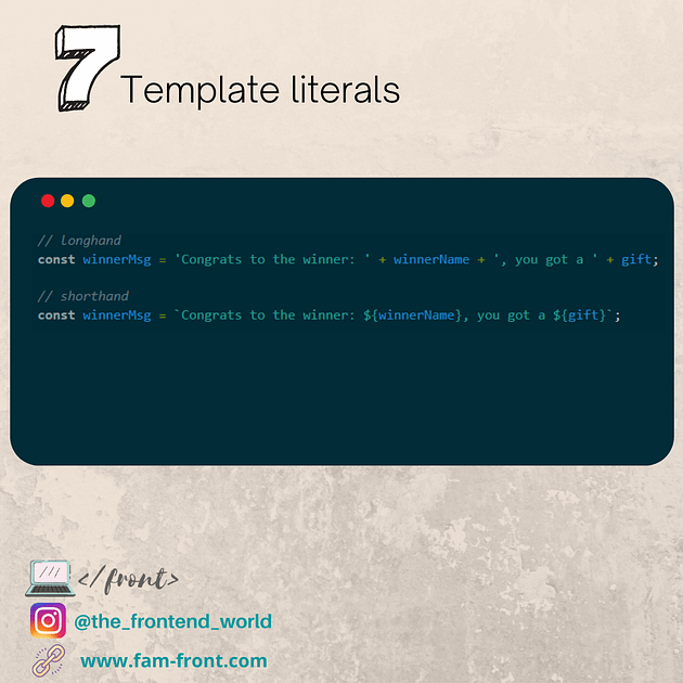 JavaScript template literals shorthand