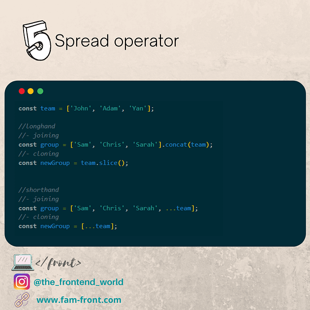 JavaScript spread operator shorthand