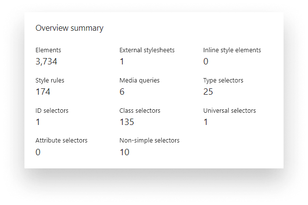 the overview summary section