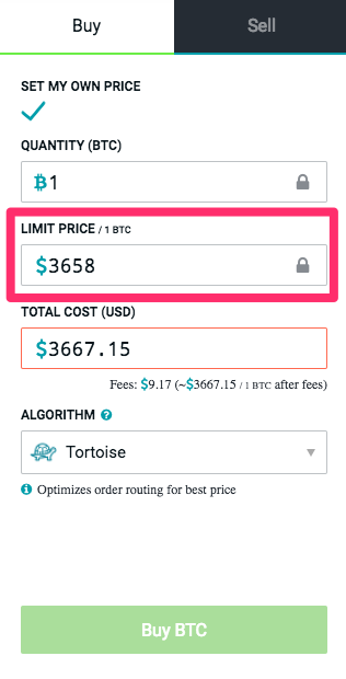 limit order to buy bitcoin