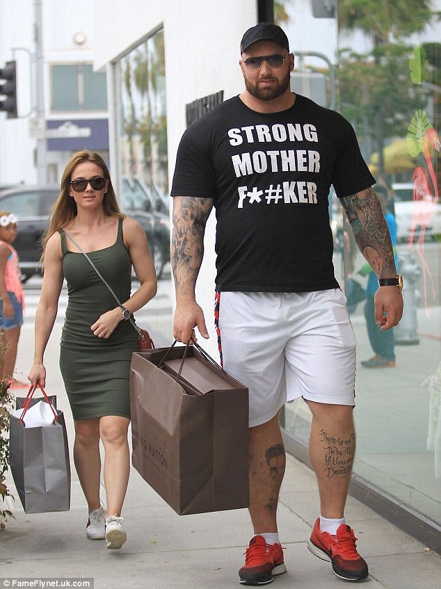 Gratuitous photo of Game of Thrones The Mountain shopping with his girlfrie...