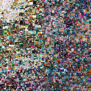 Beeple’s Everydays: the First 5000 Days, a digital collage of 5000 images developed over a period of 14 years