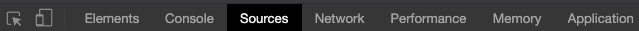 Screenshot of the chrome dev tools shelf with the Source tab (third tab) selected