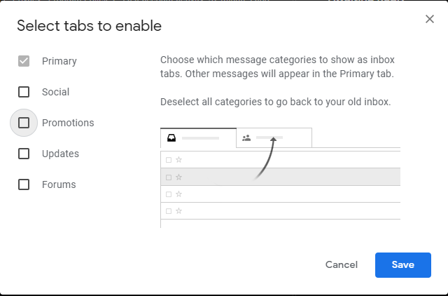Remove the social and promotion tabs
