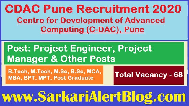 Cdac Pune Recruitment 2020 Apply Onlne For 68 Project Manager