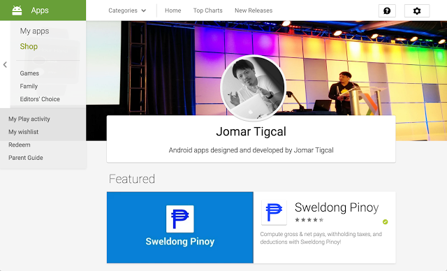 google play developer page one of the