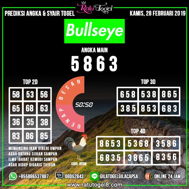 Togel Bullseye Dari Negara Mana
, Prediksi Togel Bullseye Kamis 28 Februari 2019 By Bocoran Togel Medium
