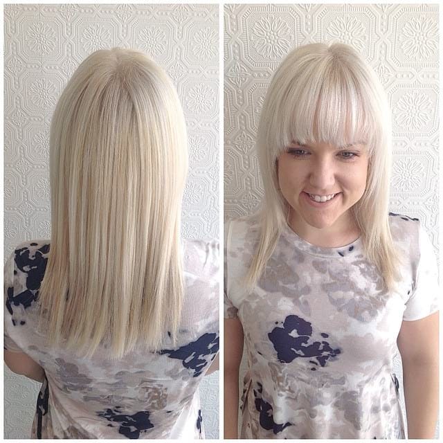 Platinum Face Framing Cut With Textured Ends And Full Brow