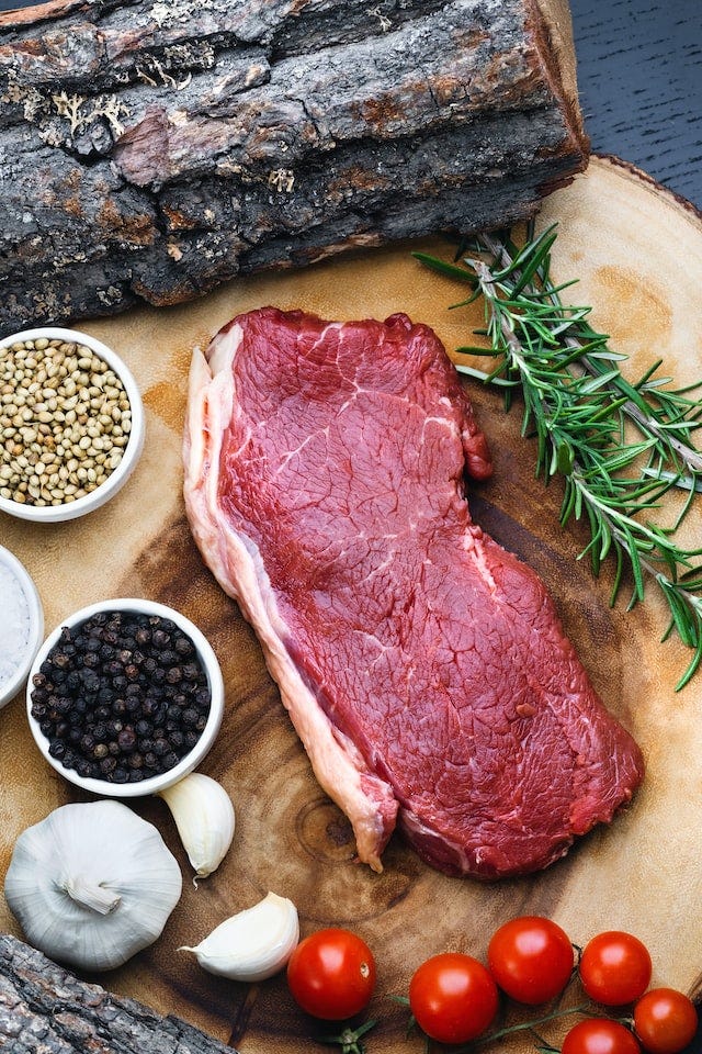 Protein-rich meats include chicken, lamb, and beef. Red meat contains iron, zinc, and B vitamins. Meat is a major source of vitamin B12 in the diet.