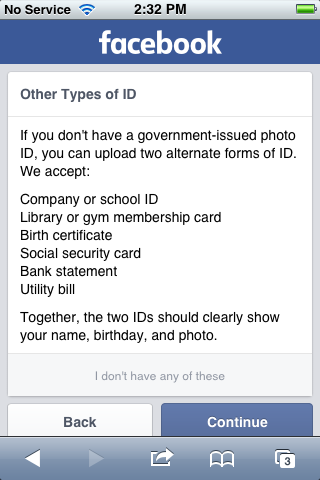 Government Issued Id Card For Facebook