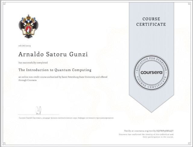 Quantum computing — Coursera. I did a course on the platform Coursera