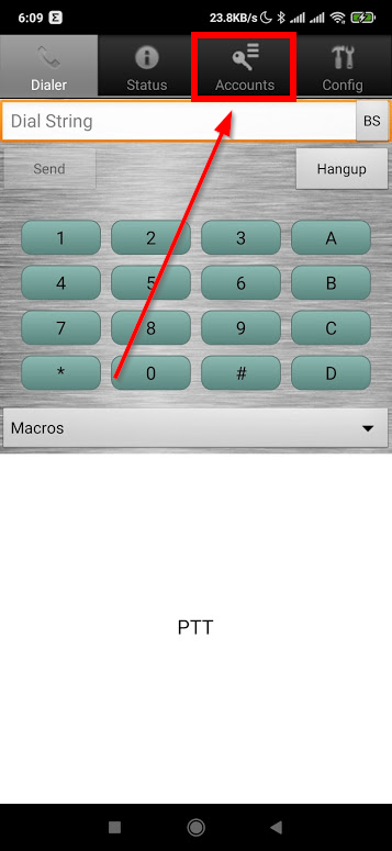 เปิด Accounts tab