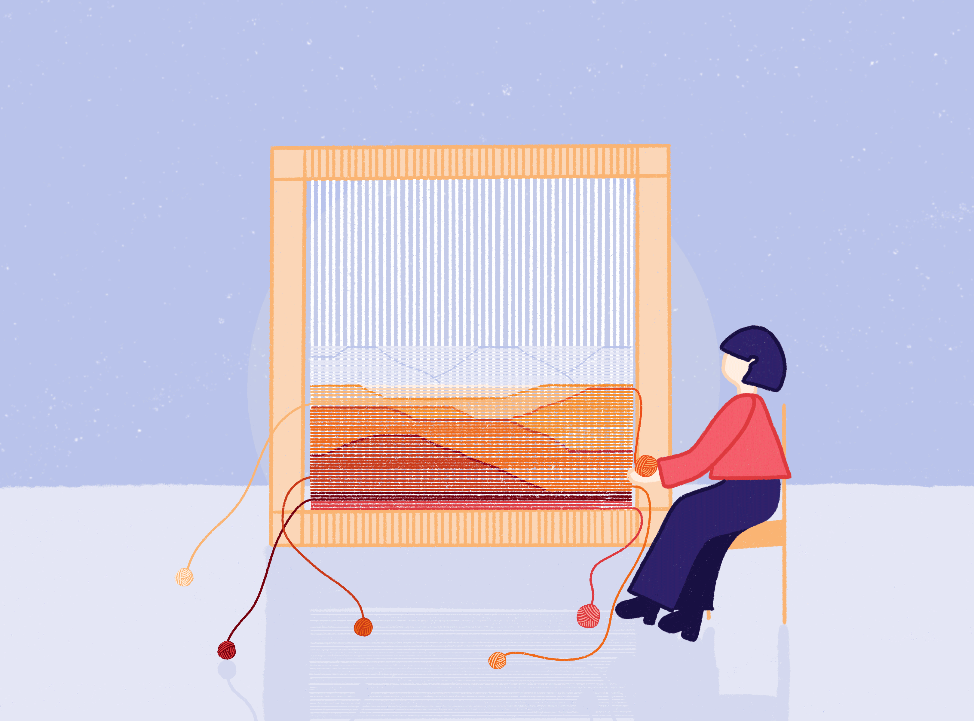 A woman works on a loom