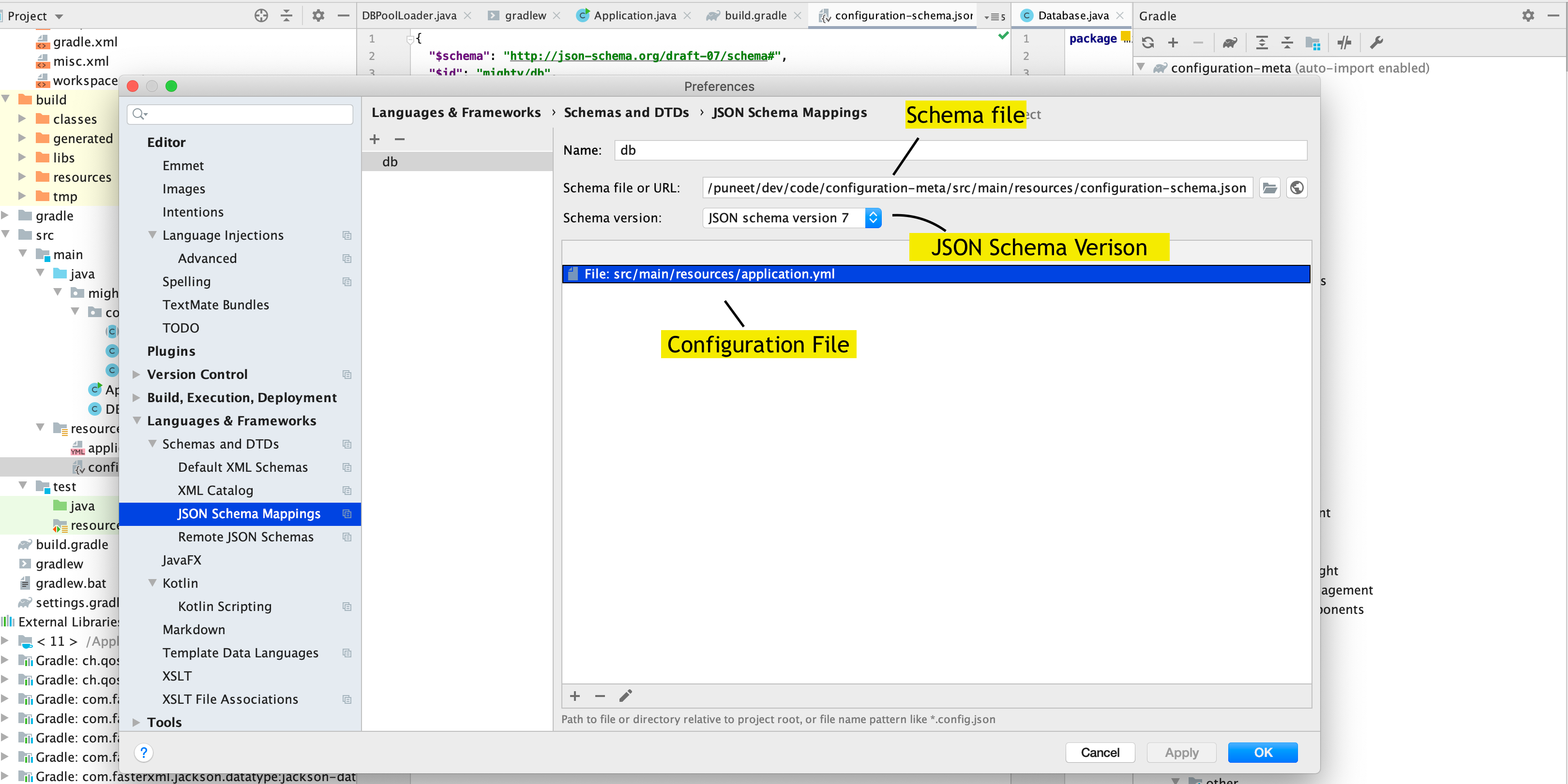 JSON schema configuration in IntelliJ Idea