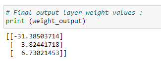 Figure 52: Displaying the final output layer weight values.