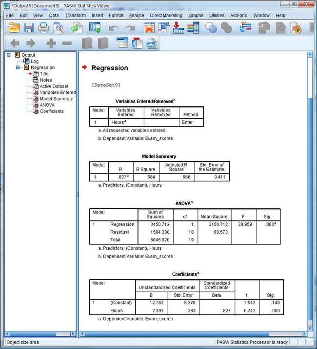 Simple linear regression analysis spss