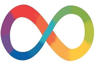 A rainbow infinity symbol.