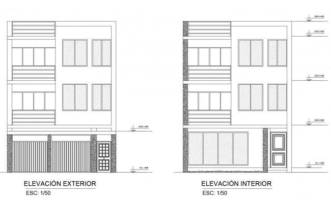 Elevation Drawing Of 3 Storey House In Dwg File Cadbull