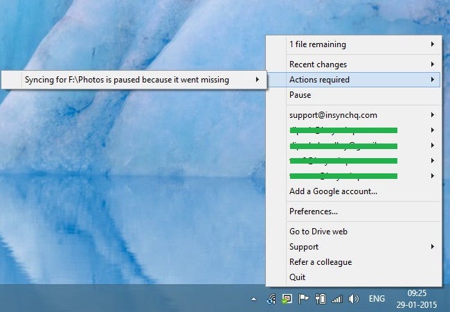 google drive sync folder outside