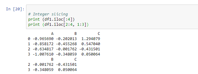 indexing and selecting data - .iloc