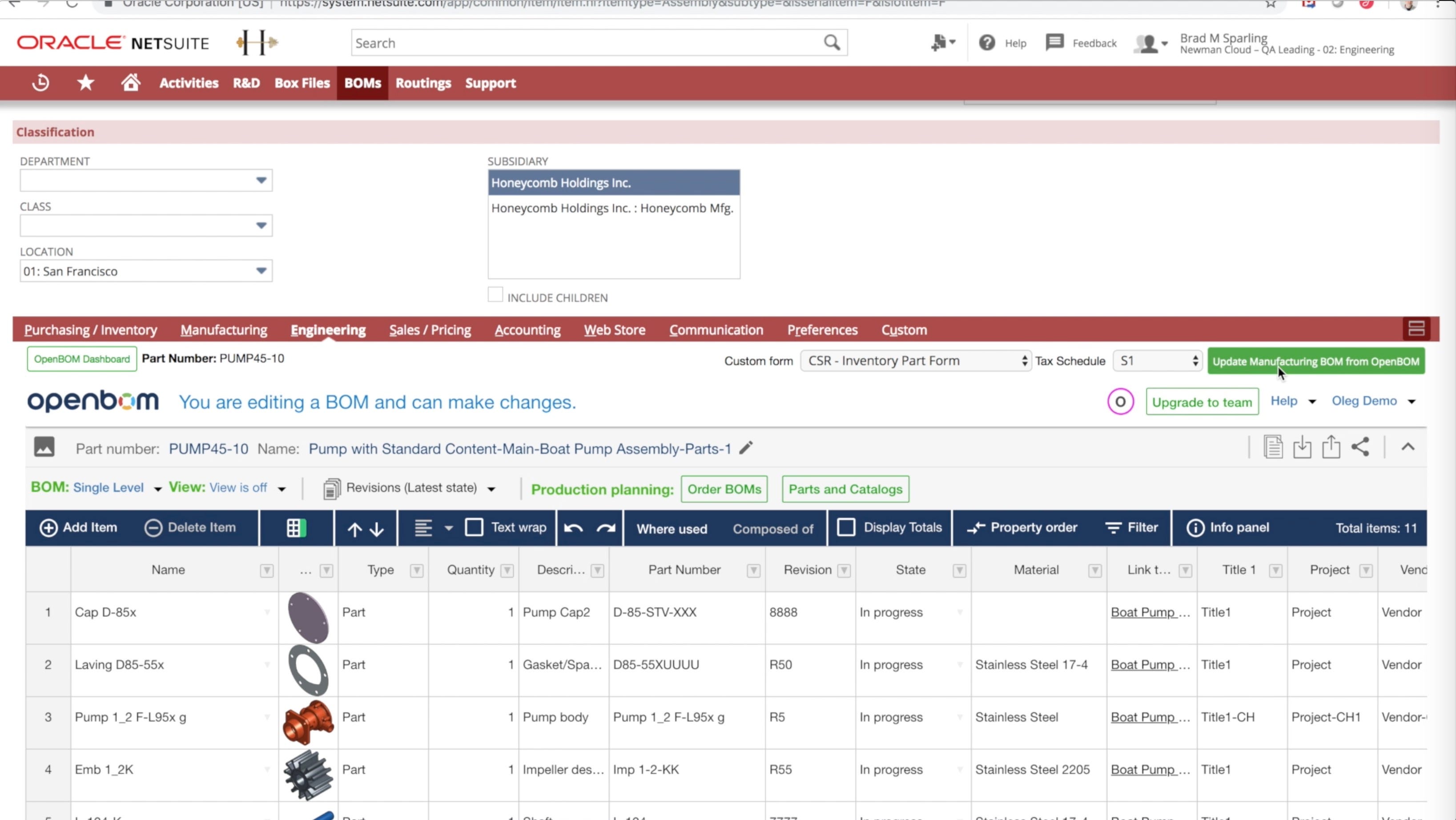 First Demo Openbom Integration With Oracle Netsuite By Openbom Openbom Com Medium