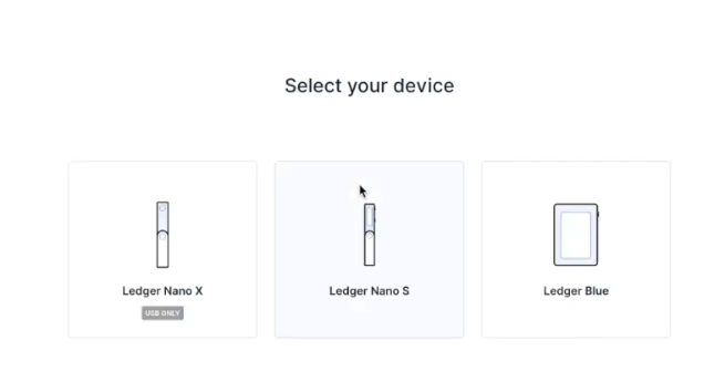 Ledger Live apparaat keuze