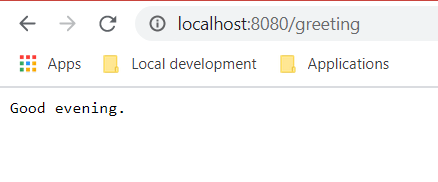 A random greeting getting returned whenever the user visits the /greeting end-point.