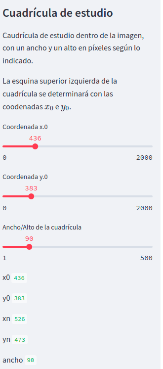 Elección de coordenada para la cuadrícula de estudio. Fuente: propia