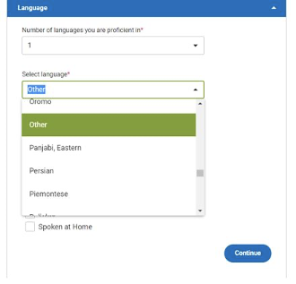 Choosing another language on the Common App
