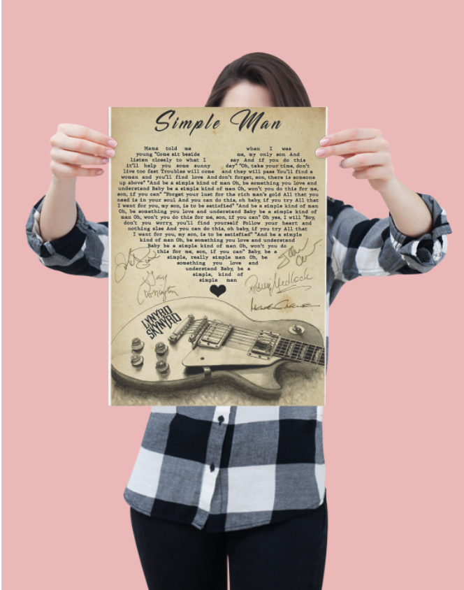 Authetic Simple Man Lyric Guitar Poster By New Shopping Face Mask Medium