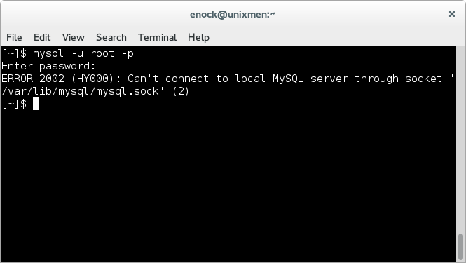 Error 2002 (hy000) canconnect to local mysql server through socket