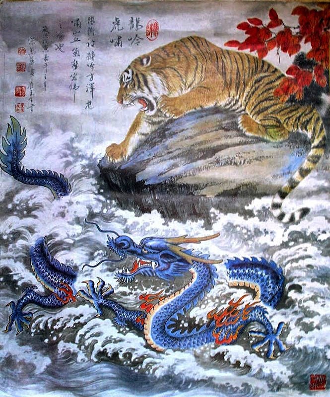 chinese dragon and tiger wallpaper