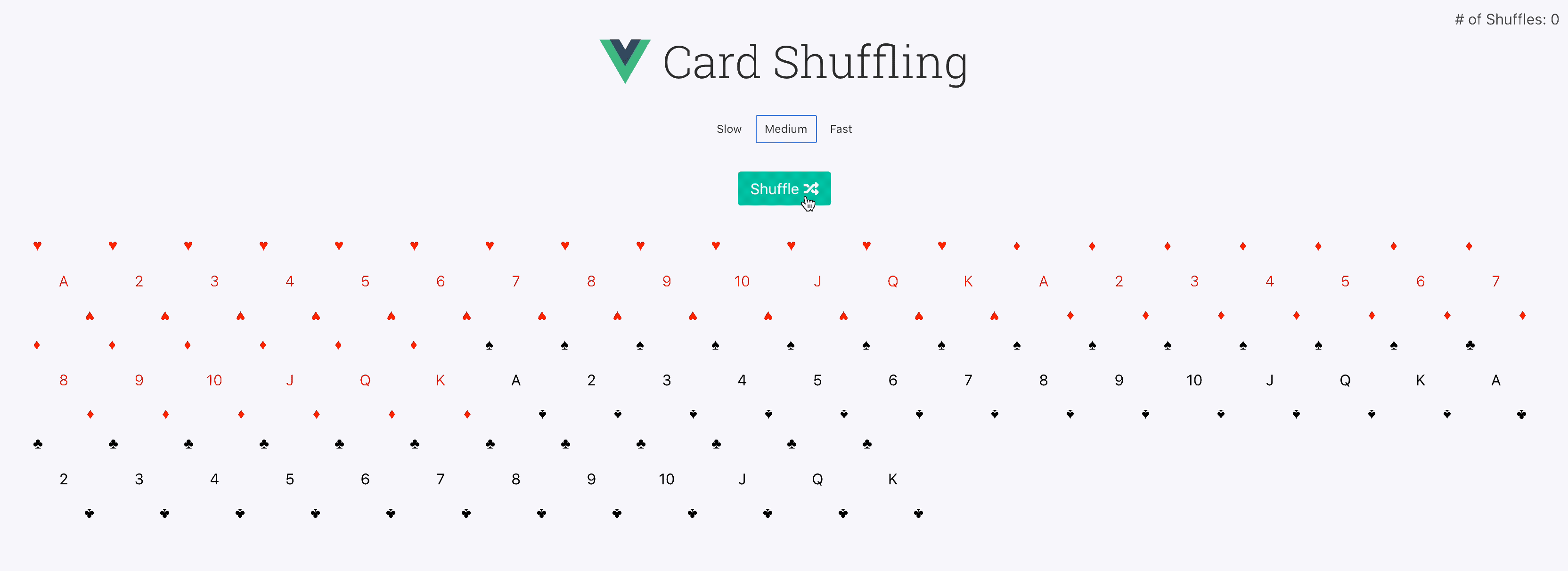 tutorial - shuffle a deck of cards in vue.js |hassan