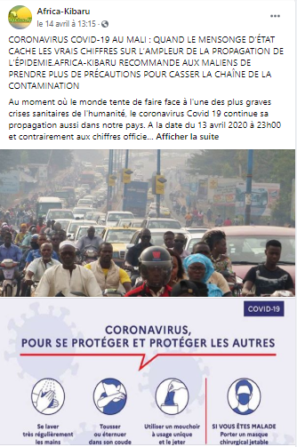 Faux Le Mali Ne Comptait Pas 567 Cas Et 39 Morts De Covid 19 A La Date Du 13 Avril By Pesacheck Pesacheck