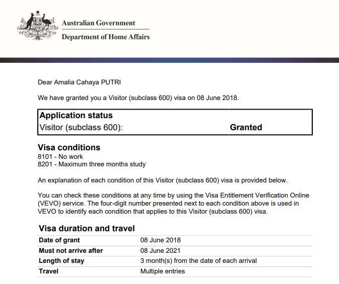 australian tourist visa conditions