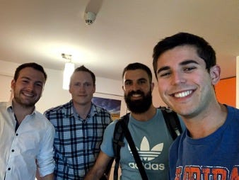 A selfie with my roomates from all over the world!