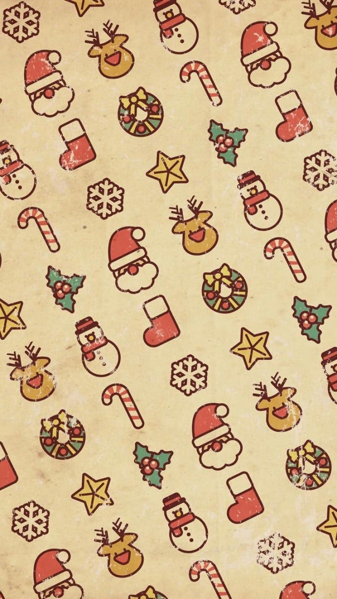 クリスマス レトロ風モチーフパターン Iphone Wallpaper Medium