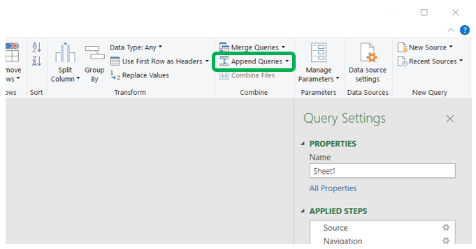 Microsoft Excel Spreadsheet Append Queries