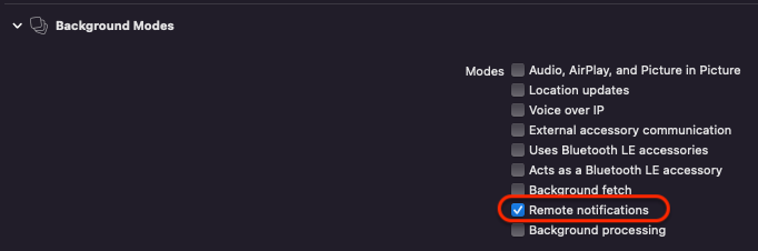 Background modes: Remote Notification