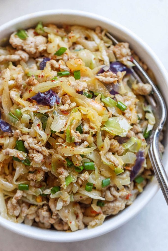 Keto Egg Roll with Chicken and Cabbage