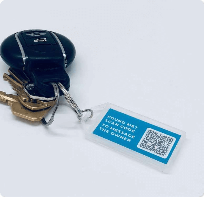 This keychain tag helps people return your keys when you lose them by