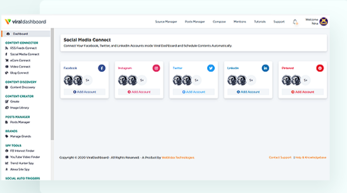 Viral dashboard : manage everything from a single dashboard