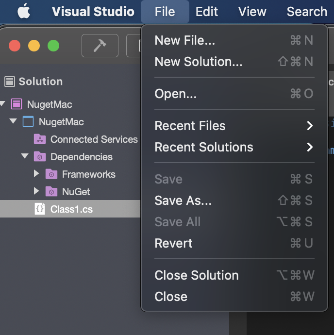 Create and publish a NuGet package using visual studio mac 2019 by
