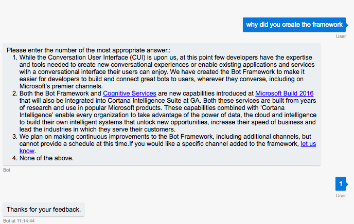Microsoft Bot Framework + QnA Maker — Getting feedback | by Kelly Moore