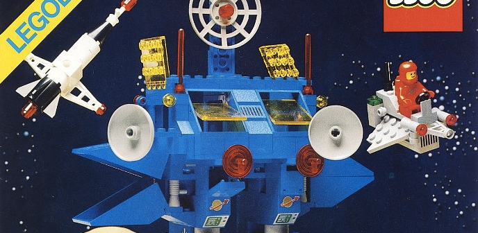 A large Lego space robot from the front of a Lego catalog