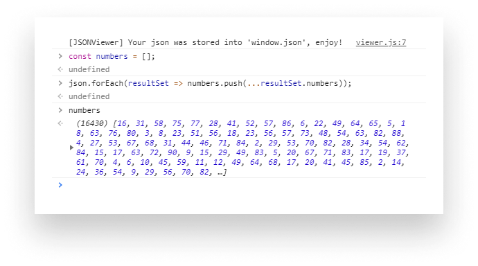 Getting an array of only the winning numbers