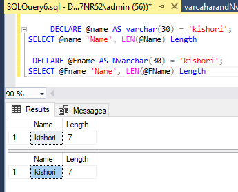 nvarchar varchar sql understanding