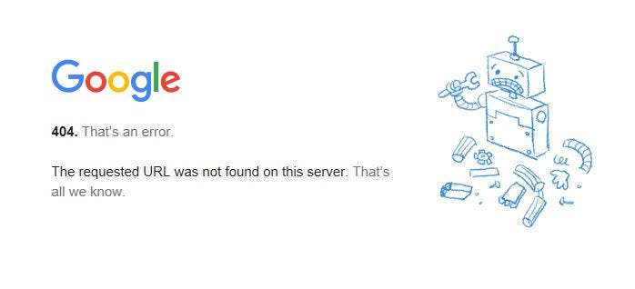 Google 的 404 頁面
